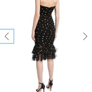 Marchesa Notte Sequined Polka Dot Ruched Dress